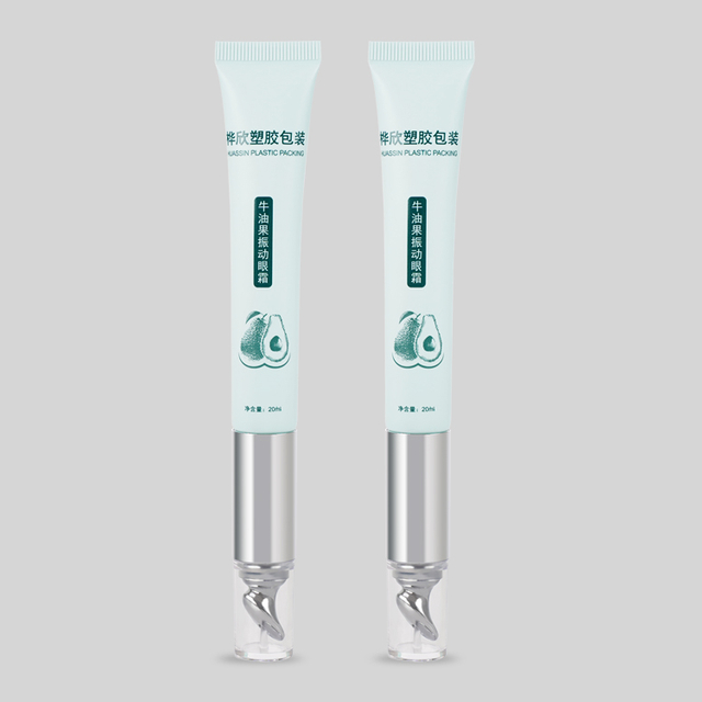 Oem Private Customized Logo Aluminum Plastic Tube Vibration Massage Electric Eye Cream Tube With Metal Applicator