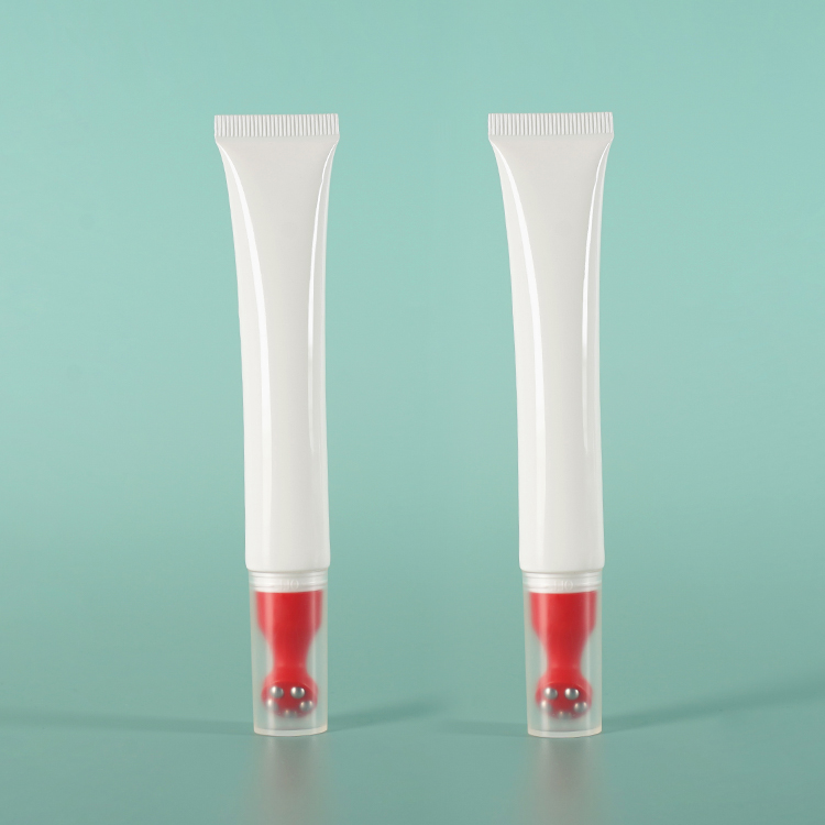 25g Pe Plastic Cosmetic Tube Glossy White Cream Tube Eye Cream Squeeze Tube With Roller