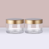 Customized PS Cosmetics Jar Packaging Transparent Face Cream Can with Luxury Gold Lid