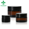 Wholesale Tea Color Black Glass Cream Jar Packaging with Gold Cap