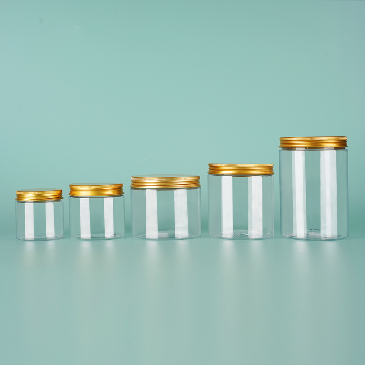  Gold Aluminum 50g 100g 150g 200g Custom Packaging Body Cream Food Container Plastic PET Jar