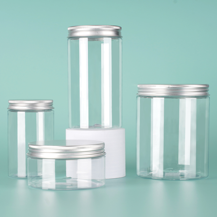 200ml Aluminum Cover Plastic Pet Transparent Storage Jar