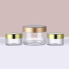 Customized PS Cosmetics Jar Packaging Transparent Face Cream Can with Luxury Gold Lid