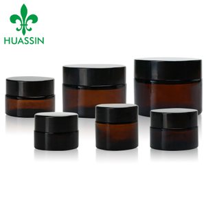 Wholesale Tea Color Black Glass Cream Jar Packaging with Gold Cap