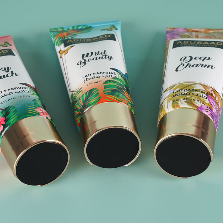 Wholesale 230ml 250mlglossy Customized Printing Cosmetic Packaging Tube Abl Aluminum Laminated Cream Tube With Press Top-cap