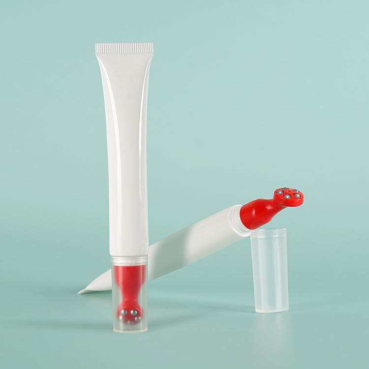 25g Pe Plastic Cosmetic Tube Glossy White Cream Tube Eye Cream Squeeze Tube With Roller